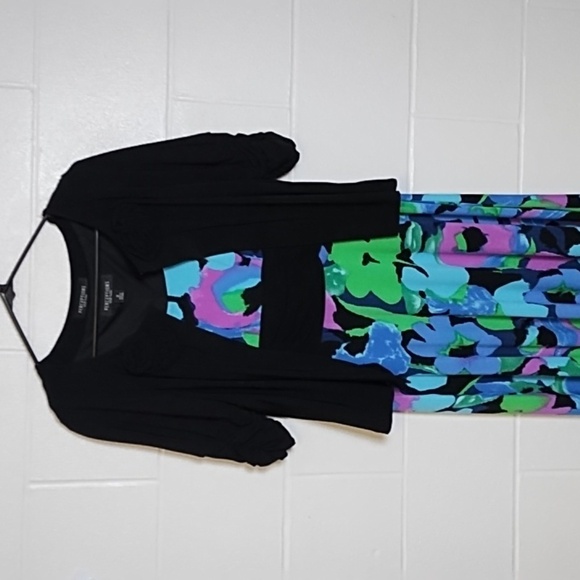 2 PC Perceptions NY Slinky Slip Over Tank Dress & Bolero Jacket  Rose Detail - Picture 12 of 12